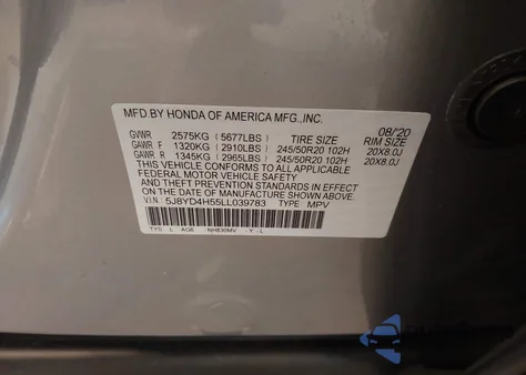 2020 Acura Mdx Technology Package z USA, uszkodzony, nr VIN 5J8YD4H55LL039783